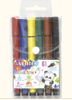 Фломастеры 6 цв. deVente "Trio Jumbo", трехгранный корпус, пластиковый блистер, европодвес, 5080950