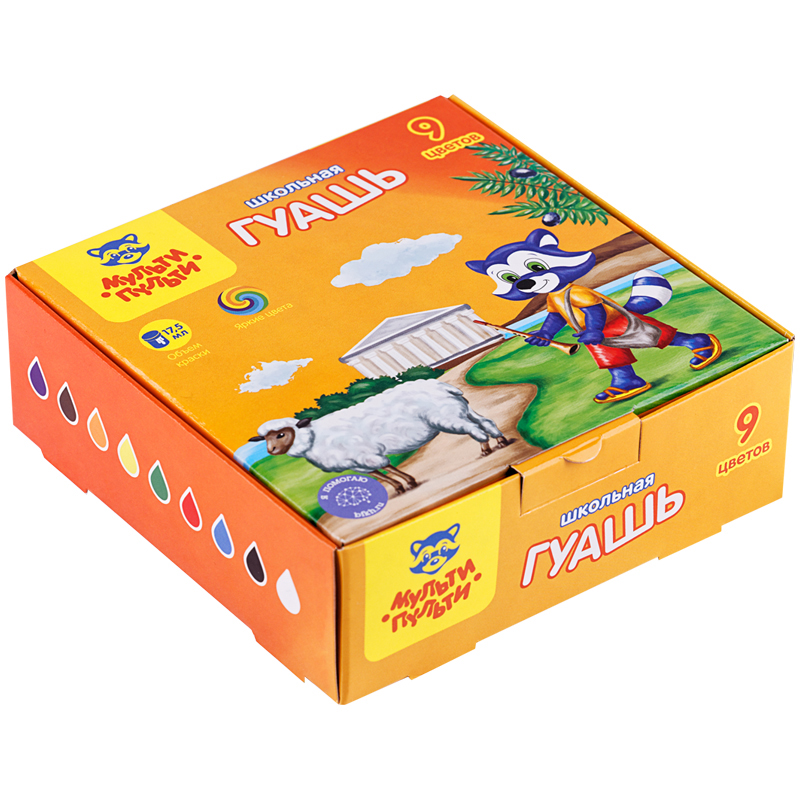 Гуашь 9 цветов, Мульти-Пульти 'Енот в Греции', ГК_33582