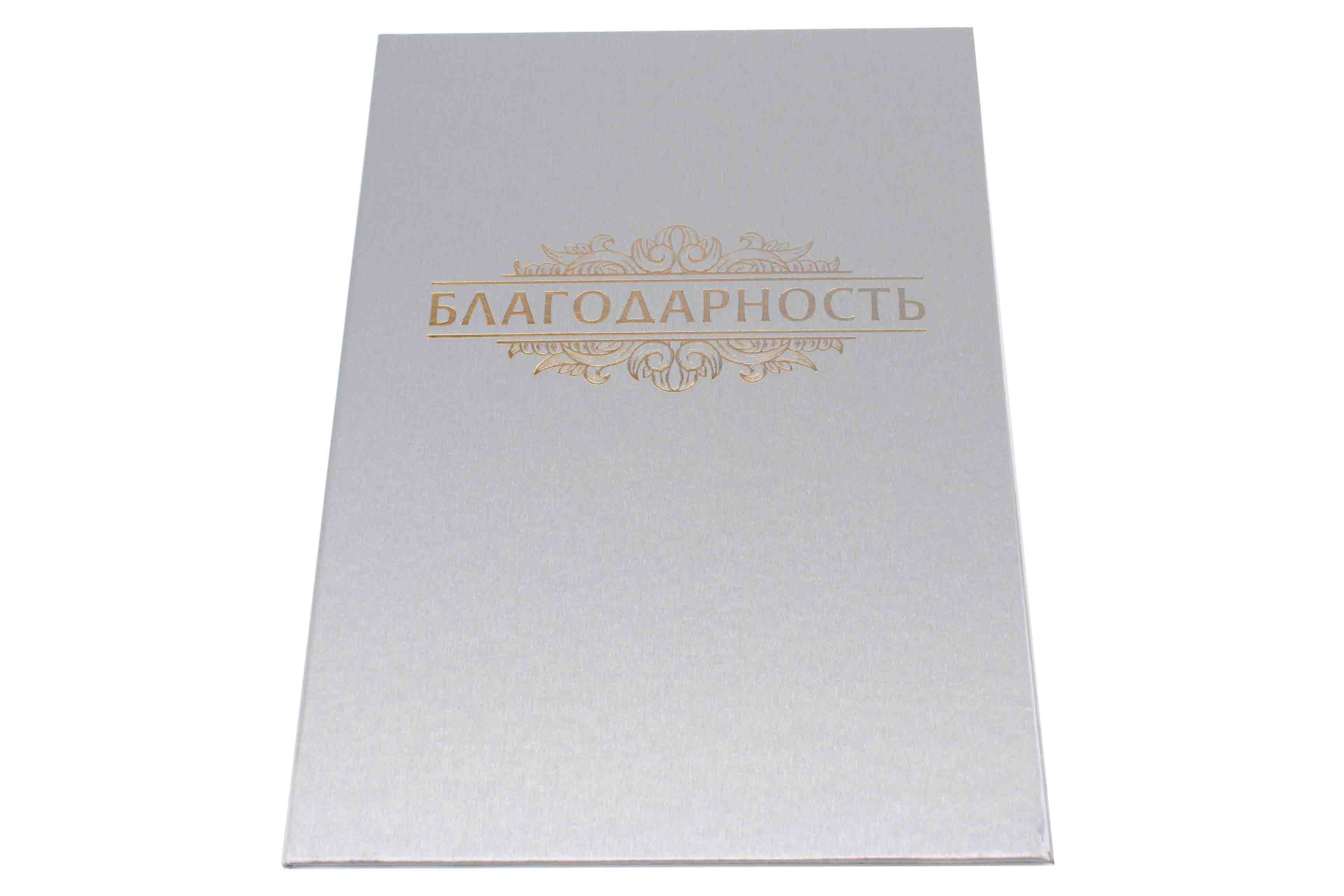 Папка адресная А4 'Благодарность' серебро, балакрон
