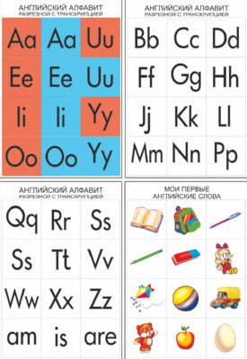 Комплект познавательных мини-плакатов А4 Сфера 'Английский алфавит', (4 шт;уп), 978-5-9949-0407-7