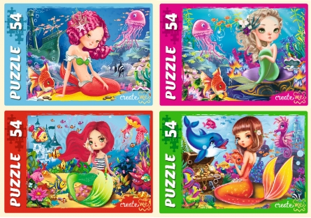 Пазлы-мини 54 эл. Рыжий кот 'Волшебные русалки №2', 175 х 130 мм., П54-2614