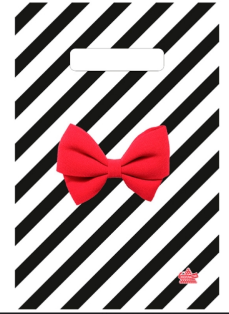 Пакет ПЭ с вырубной неусиленной ручкой 20x30см (30) (Алый бантик), ВНР63672