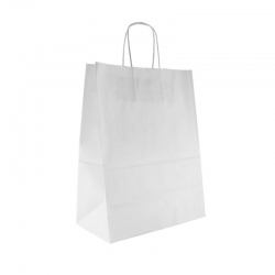 Пакет бумажный с кручеными ручками 260х150х350 мм , 80г/м2, цвет белый, БУМ43595 Пакет бумажный с кручеными ручками 260х150х350 мм , 80г/м2, цвет белый, БУМ43595
