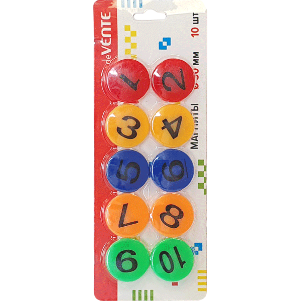 Магнит для доски офисной 'deVENTE. Numerals' Ø 30 мм, 10 шт, в картонном блистере, 6021001