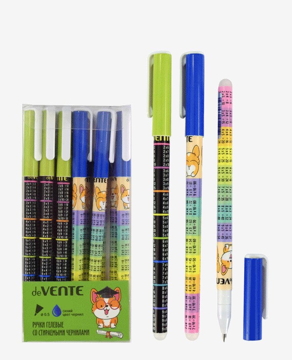 Ручка гелевая стираемая deVENTE 'Таблица умножения' d=0.5 мм., 2 дизайна корпуса асс 5051116