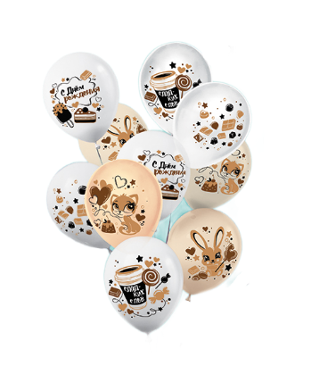 Шар латексный 12', С днем рождения , ассорти (25 шт;уп), 3AVP-043