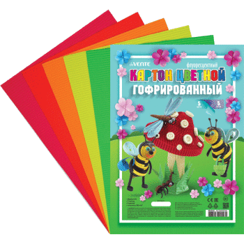 Картон цветной гофрированный флуоресцентный A4 deVENTE 5л 5 цв 8040518