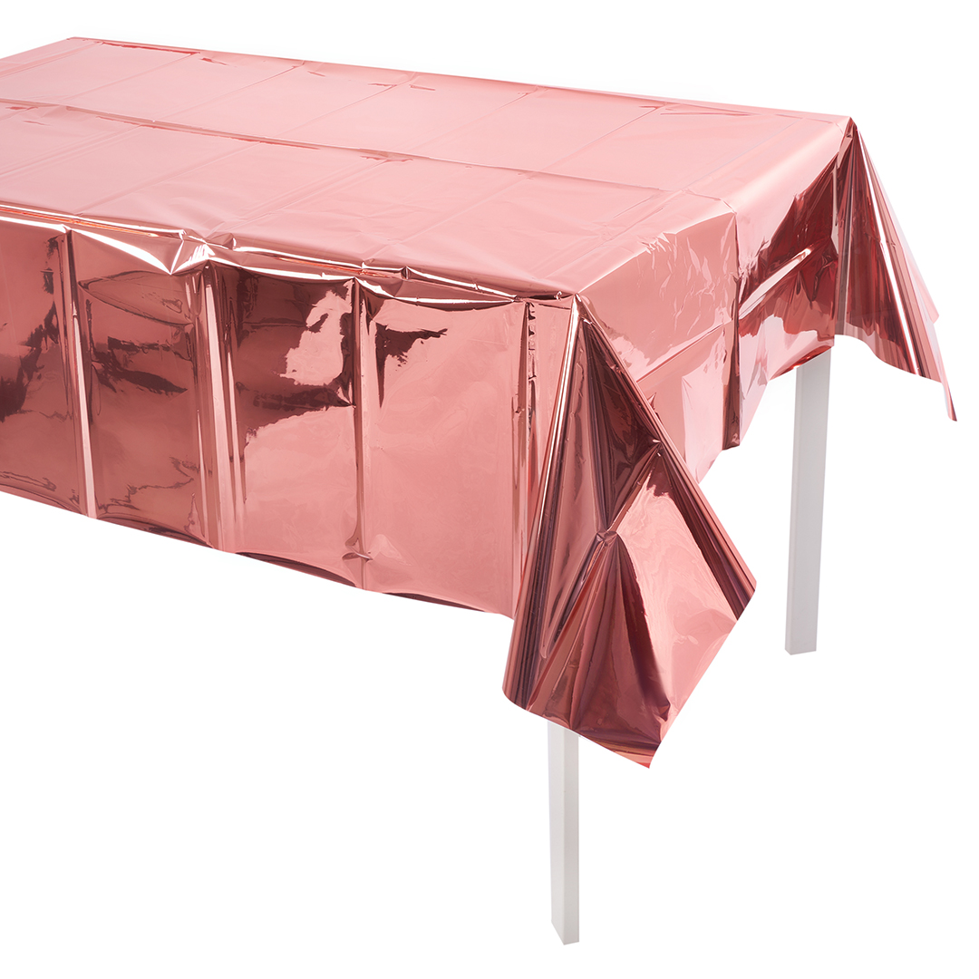 Скатерть одноразовая, Розовое Золото, Металлик, 137х183 см, 1 шт,  6012102