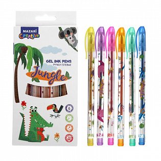 Набор гелевых ручек с блестками JUNGLE, с ароматизированными чернилами, 6 цв, М-5426-6