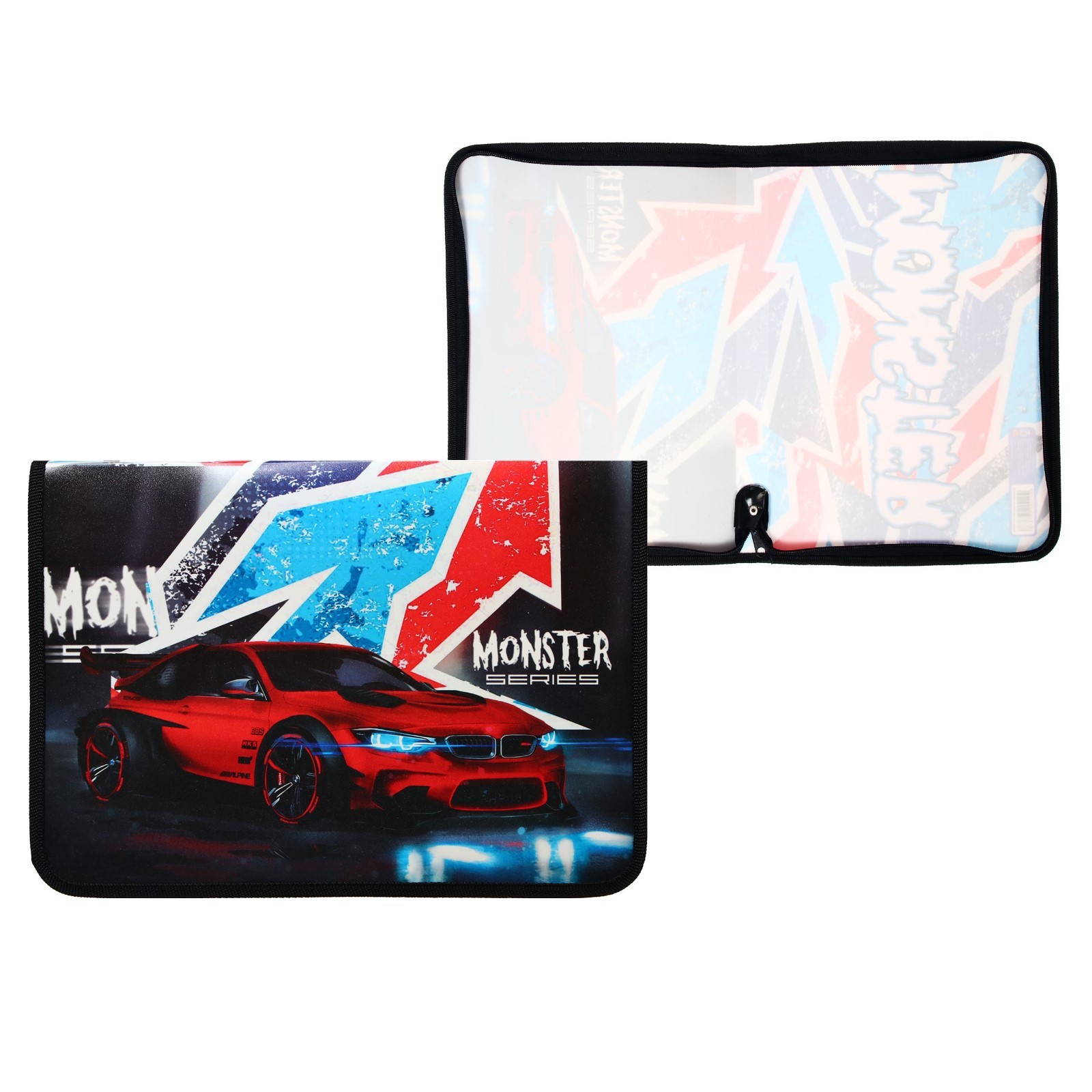 Папка для тетрадей А4 , молния вокруг , ассорти, ПМ-А4-04