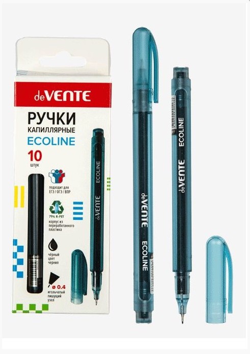 Ручка капиллярная 'deVENTE. Ecoline' d=0,4 мм, круглый корпус, в картонной коробке, черная, 5060301