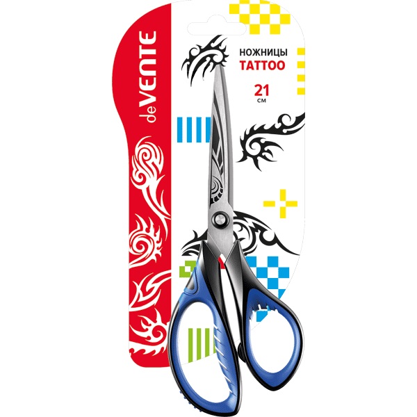 Ножницы канцелярские 'deVENTE. Tattoo' 21 см, двухцветные, 4091802