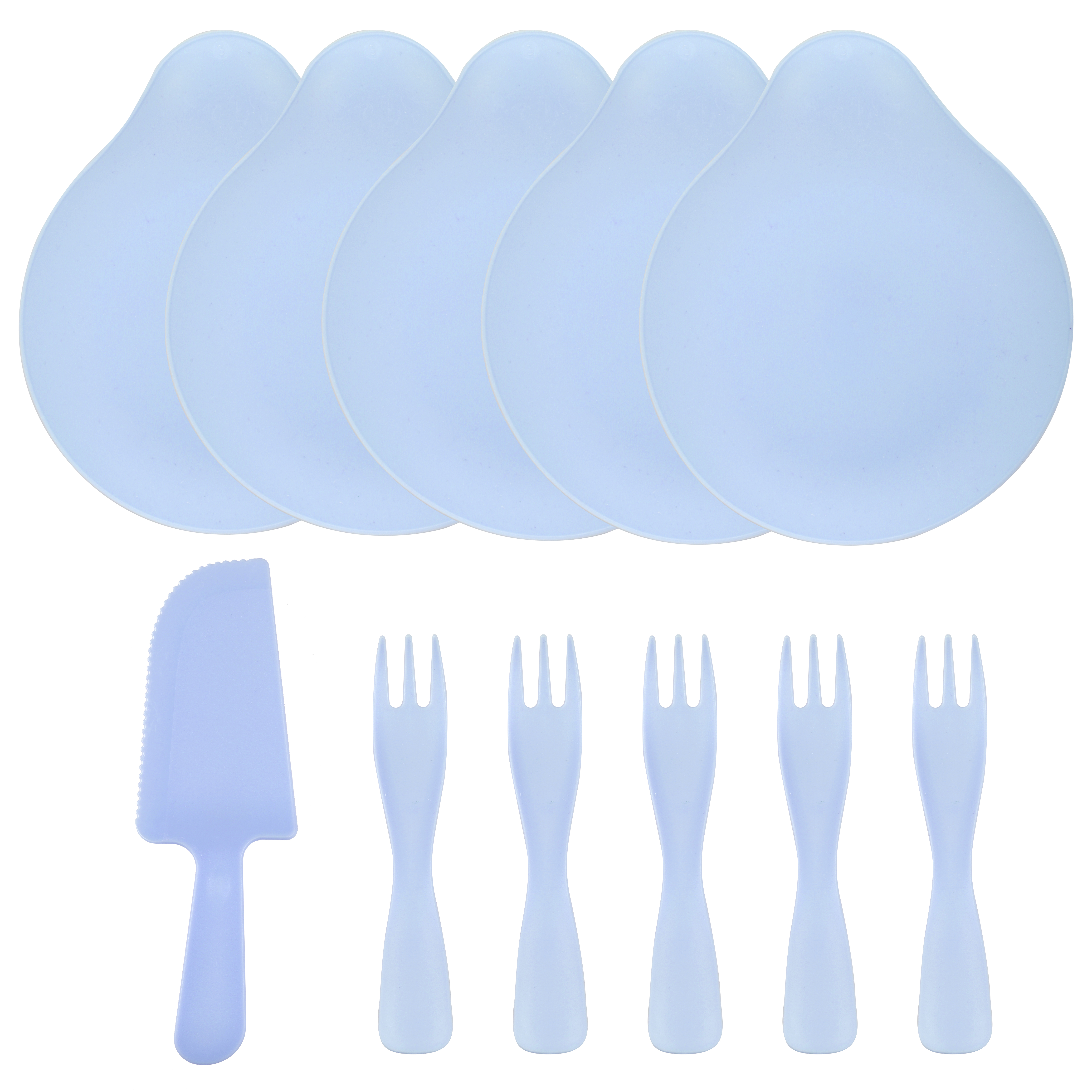 Десертный набор'Где тортик.', тарелки, вилки, нож, голубой, (11 шт;уп), 6232450