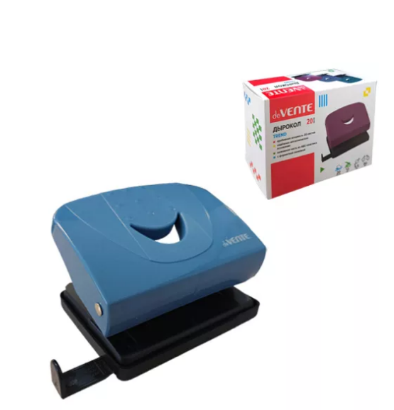 Дырокол на 20 листов, deVente.Trend, металл/пластик, встроенная линейка со шкалой, 4020507