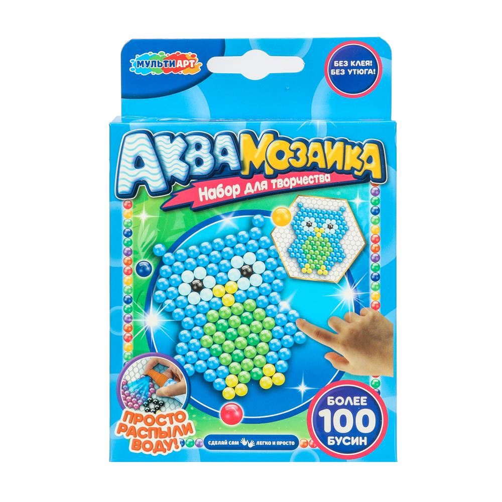 Аквамозаика 100 бусин, сова, МУЛЬТИ АРТ, AB-100OWL
