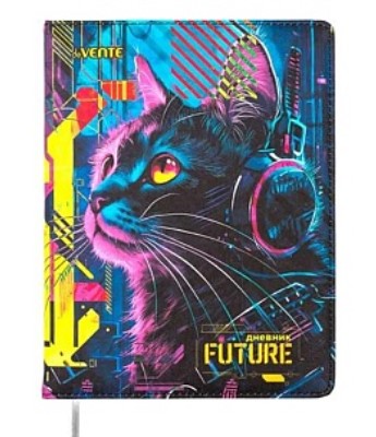 Дневник 'deVENTE. Label. Cyber Cat' универсальный блок, 48 листов, белая бумага 80 г;м², 2020506