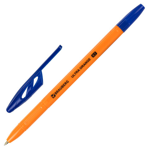 Ручка шариковая BRAUBERG 'ULTRA ORANGE', синяя, узел 0,7 мм, 143562