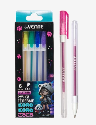 Набор ручек гелевых 'deVENTE. Korokoro' 06 цветов с блестками, 5051533