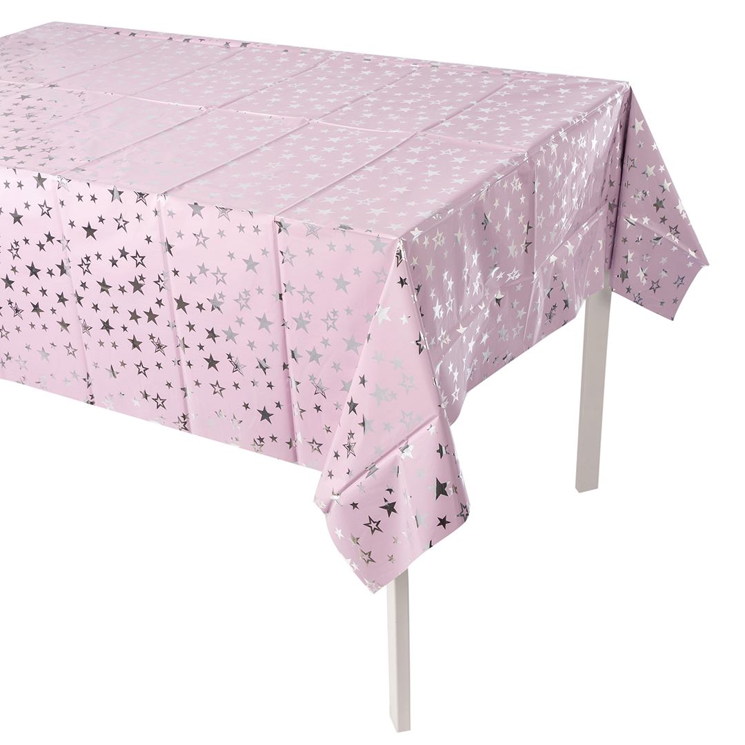 Скатерть одноразовая, Звезды Люкс, Сиреневый;Серебро, Металлик, 137х183 см, 6233583