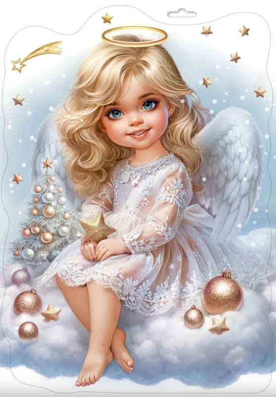 Двусторонняя наклейка Рождественский ангел-девочка, 0201172