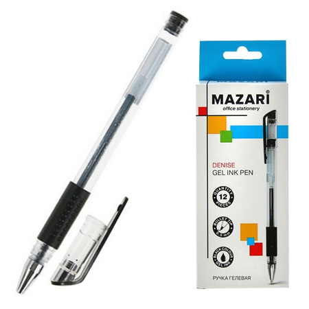 Ручка гелевая 'Mazari' Denise черная 0,5 мм пулевидный, резиновый грип, М-5523-71