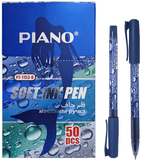 Ручка шариковая PIANO, 1 мм, маслянная основа, синий цвет, PT-1153B