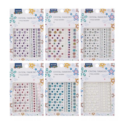 Стразы -наклейки акриловые в ассорти, 10,4Х16см, М-8646