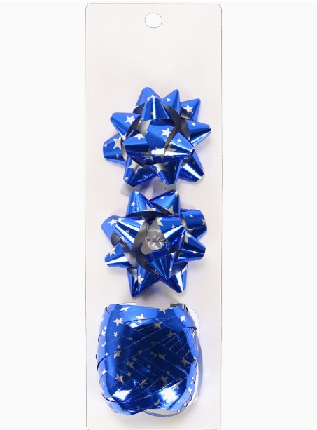 Набор для оформления подарков Синий, 2 банта+лента 5 мм, 10м,  БЛ-0374