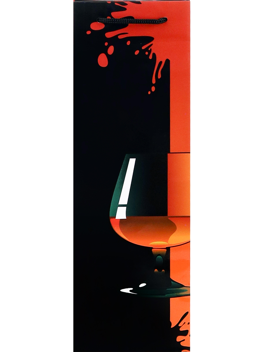 Пакет подарочный с глянцевой ламинац. 12х36х8,5 см, (Bottle) Бокал виски, 157 гр, ПКП-9132