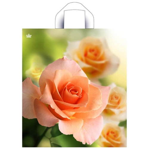 Пакет ПЭ с петлевой ручкой 38х42+6см (37) ПНД (Утреняя роза), ПТЛ61250