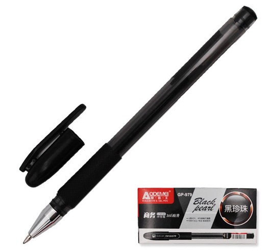 Ручка гелевая Aodemei. черная 0,5 мм., с рез.грип. GP-979