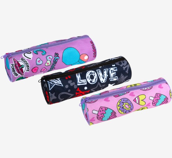 Пенал 'Attomex. Happy' 21x6x6 см, круглый для 55 предметов, на молнии, 7021578