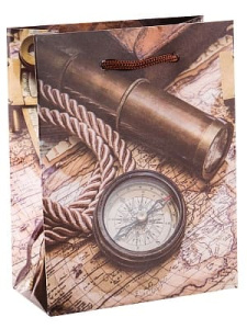 Пакет подарочный "Карта путешественника" 11,5х14,5х6 S глянцевая ламинация ПКП-7335