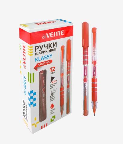 Ручка шариковая 'deVENTE. Klassy' Speed Pro, d=0,7 мм, ультра гладкое письмо, красный цв, 5073528
