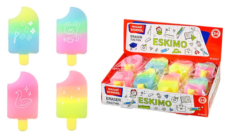 Ластик ESKIMO, ПВХ, фигурный, 5.5х3х1.2 см, ассорти, M-8537