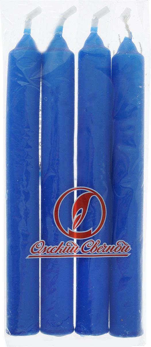 Свеча столовая Омский Свечной 'Синяя' 40 гр, (4шт;уп), 001607