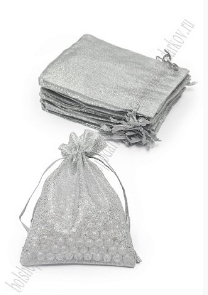 Мешочек из парчи 10х14 см, серебро, (50 шт/уп), 444-510