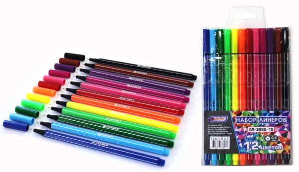 Набор линеров 'ASMAR' 12 цветов, толщ. линии  0,4 мм, AR-2882-12