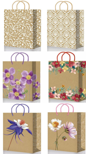 Пакет подарочный крафтовый ,324х445х102 , mix XLK, XL010;XL003;XL002;018