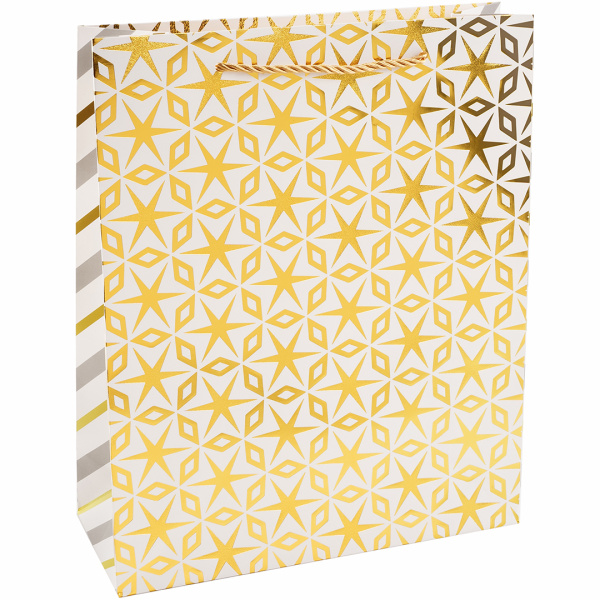 Пакет подарочный, 210гр, Золотой паттерн, Дизайн №3, Металлик, 41,5х30х12 см, 1 шт, 504302