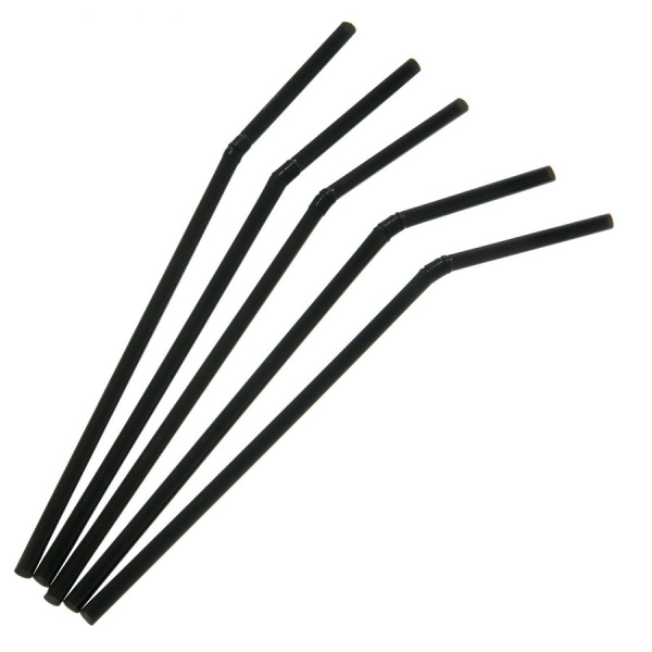 Трубочки для коктейля с изгибом ЧЕРНЫЕ 210х5 , (250 шт;уп) , дизайн ассорти, ПОС17576