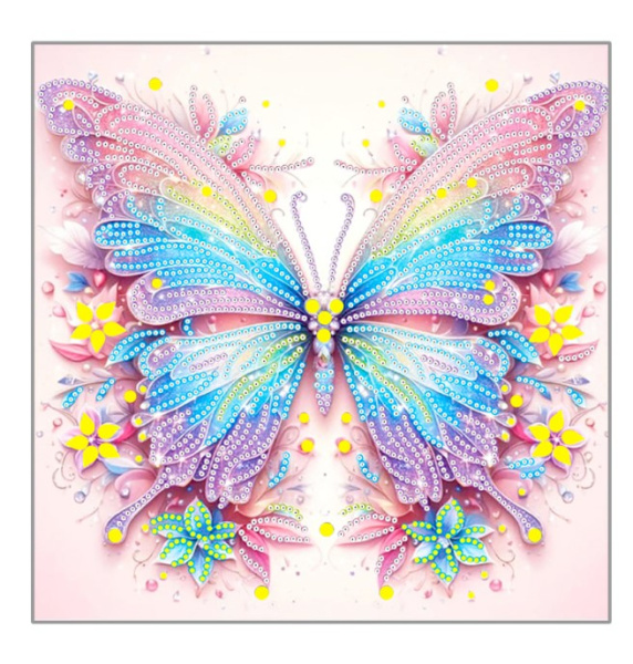 Алмазная мозаика БАБОЧКА, деревянный подрамник 30х30 см, M-12214