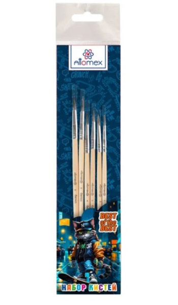 Набор кистей 'Attomex. Best Of The Best' 06 шт (белка № 1, 2, 3, 4, 5, 6) деревянная ручка, 8072533