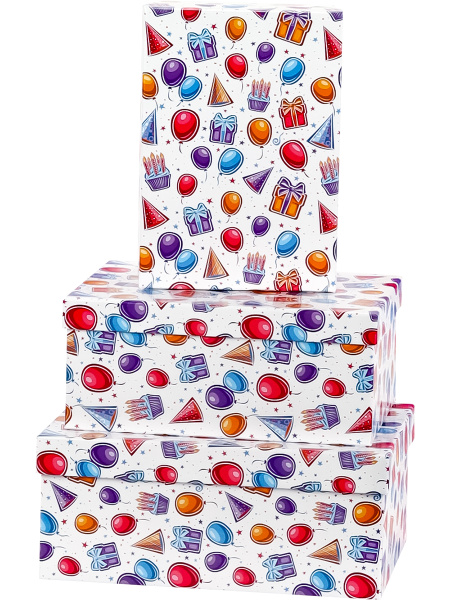 Набор прямоугольных коробок 3 в 1 Праздник (23х16х9,5, - 19х12х6,5 см), КОР-9204