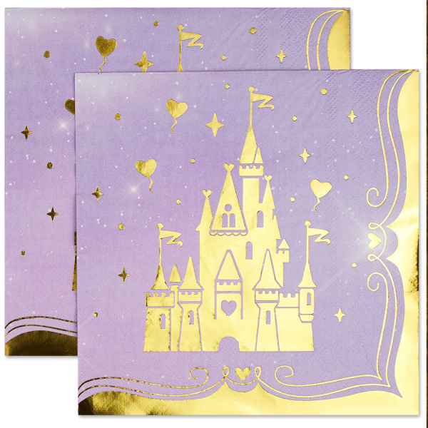 Салфетки Замок принцессы металлик 33х33 см, (6 шт;уп), 6231605
