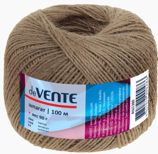 Шпагат джутовый полированный 'deVENTE' (длина 100 м, вес 0,09 кг), 4165300 Шпагат джутовый полированный 'deVENTE' (длина 100 м, вес 0,09 кг), 4165300