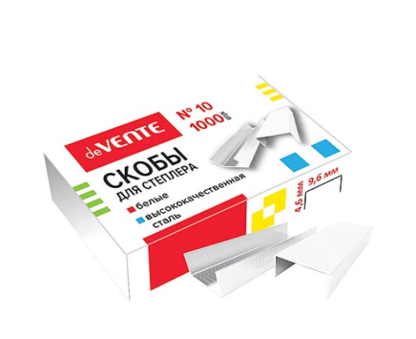 Скобы №10 deVente.White, цветная сталь белая, до 20 л, 4141701