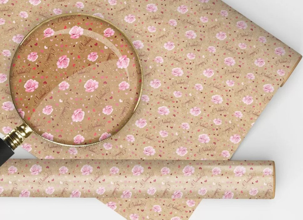 Упаковочная крафт бумага с любовью, 15.25.02549